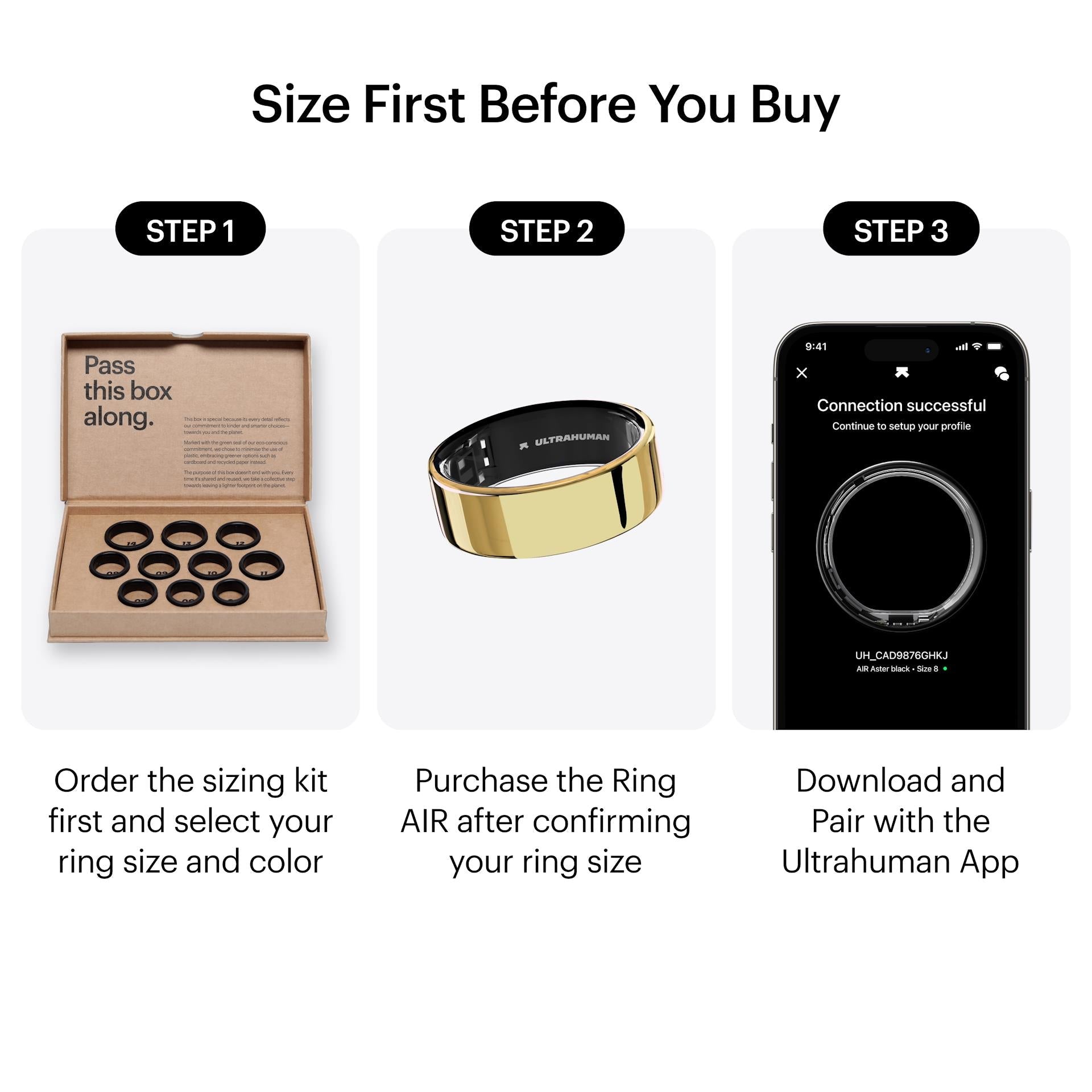 Ultrahuman Ring Air smart ring in Bionic Gold, size 13, image 2 - Smart Rings at Tech Supply Shed NZ