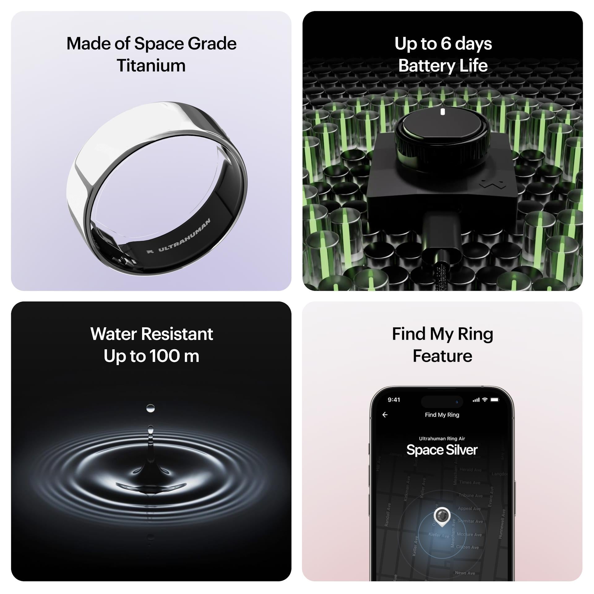 Ultrahuman Ring Air smart ring in silver, size 8, image 7 - Smart Rings at Tech Supply Shed NZ