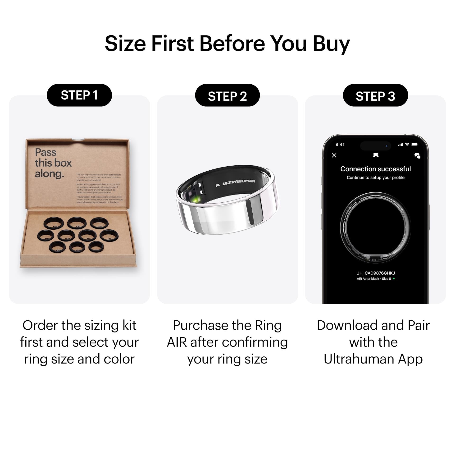 Ultrahuman Ring Air smart ring in silver, size 9, image 2 - Smart Rings at Tech Supply Shed NZ