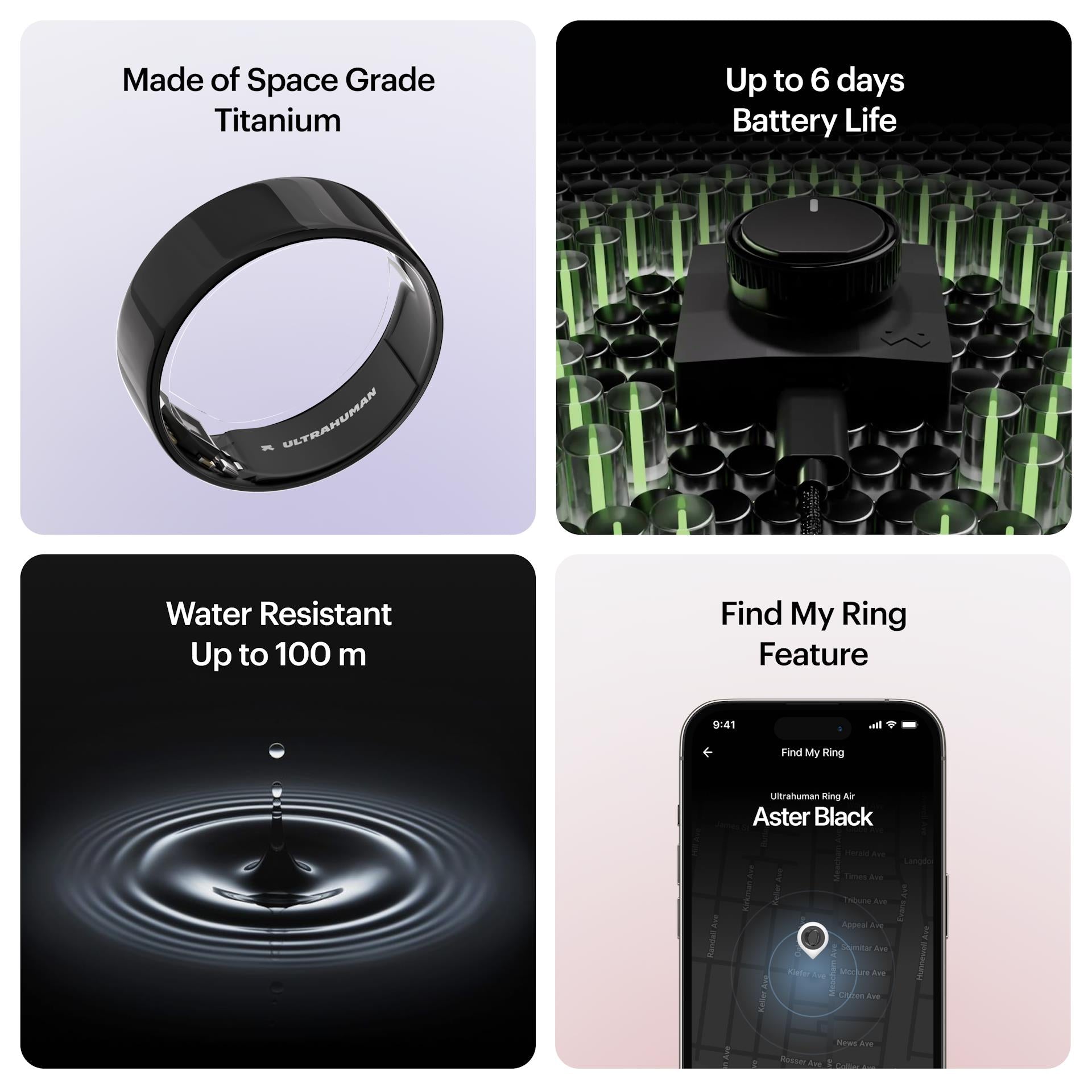 Ultrahuman Ring Air smart ring in Aster Black, size 7, image 7 - Smart Rings at Tech Supply Shed NZ
