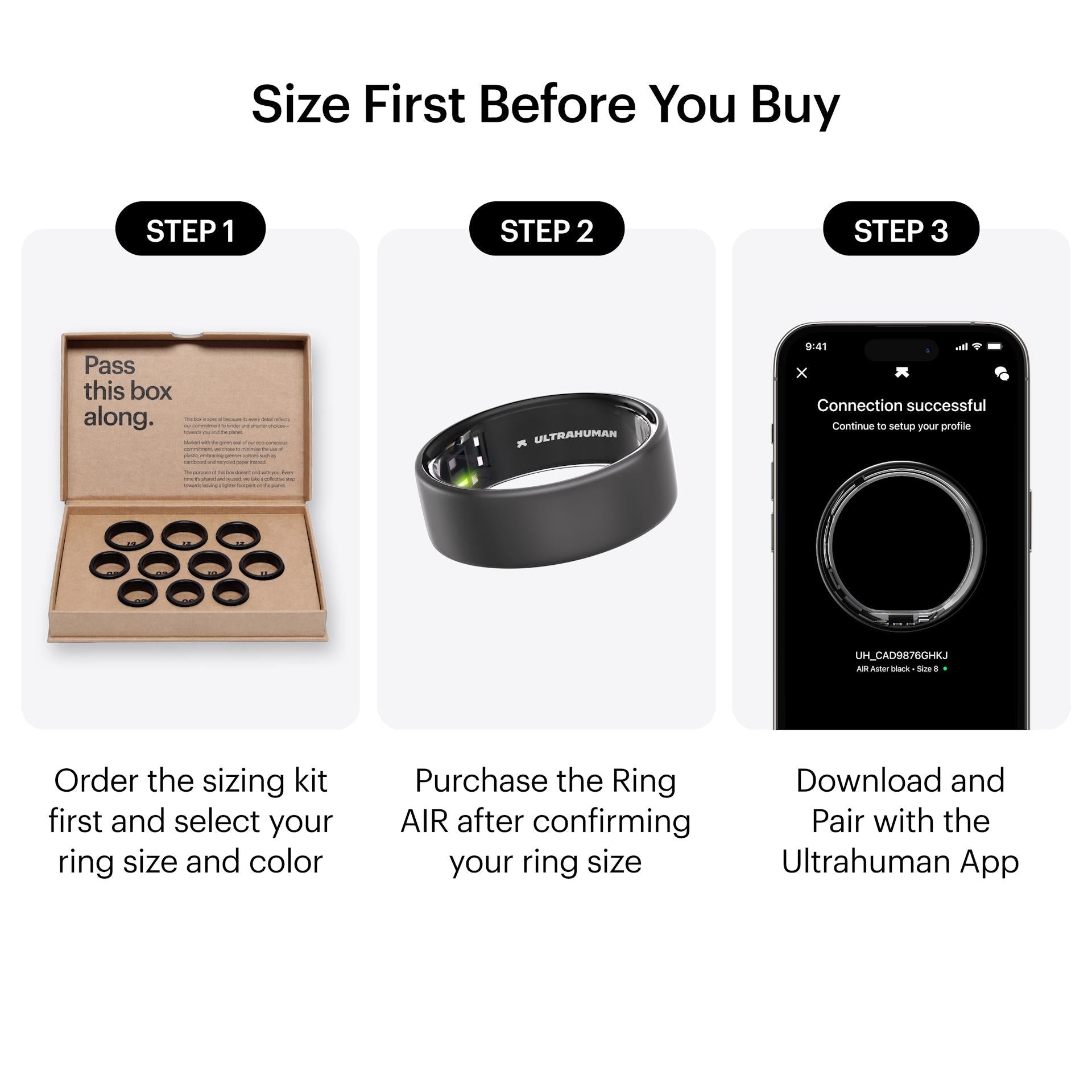 Ultrahuman Ring Air smart ring in matte grey, size 6, image 2 - Smart Rings at Tech Supply Shed NZ