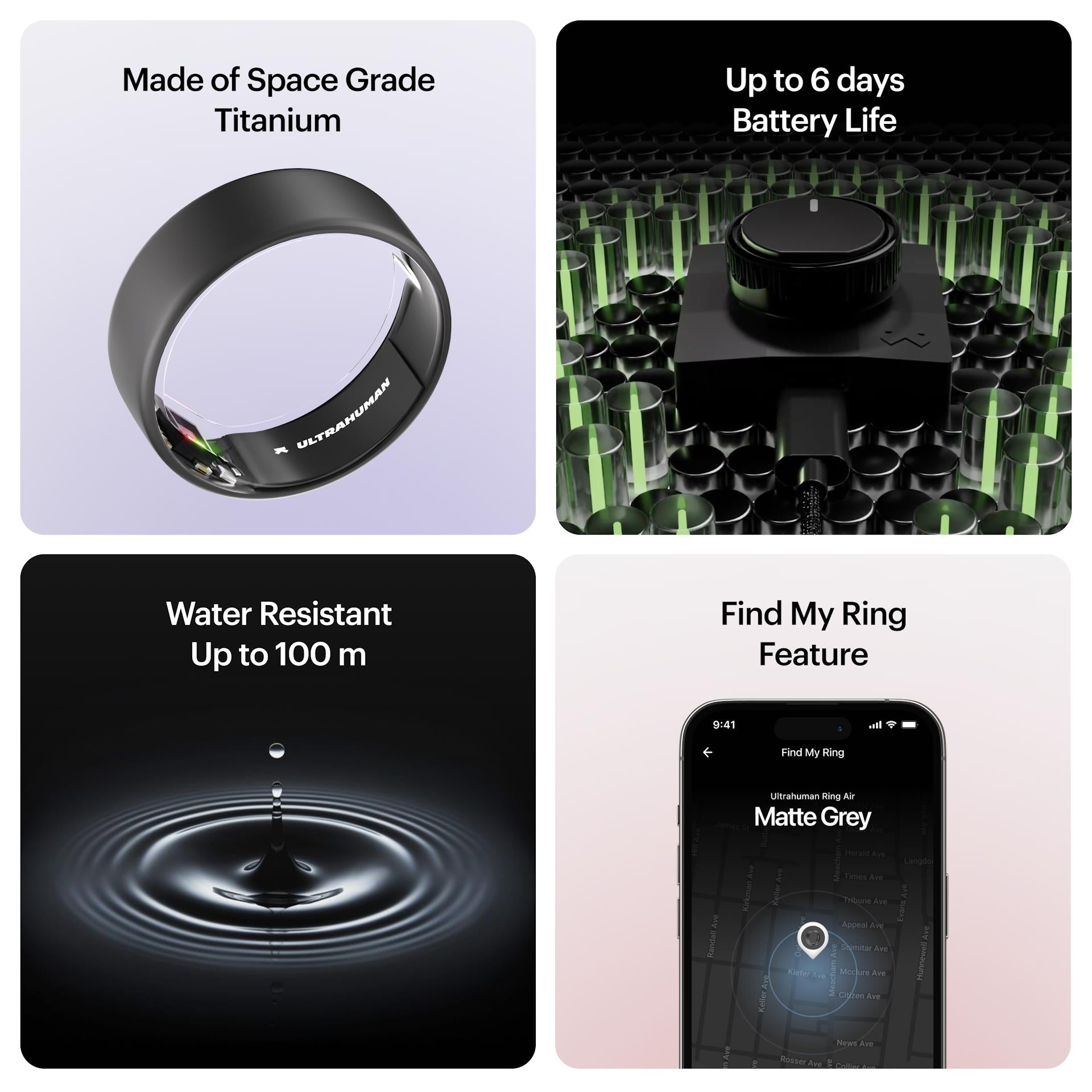 Ultrahuman Ring AIR smart ring in Matte Grey, size 14, image 7 - Smart Rings at Tech Supply Shed NZ