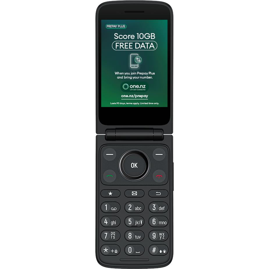 Alcatel 4043 4G flip phone in Black with charging cradle - Mobile Phones at Tech Supply Shed NZ