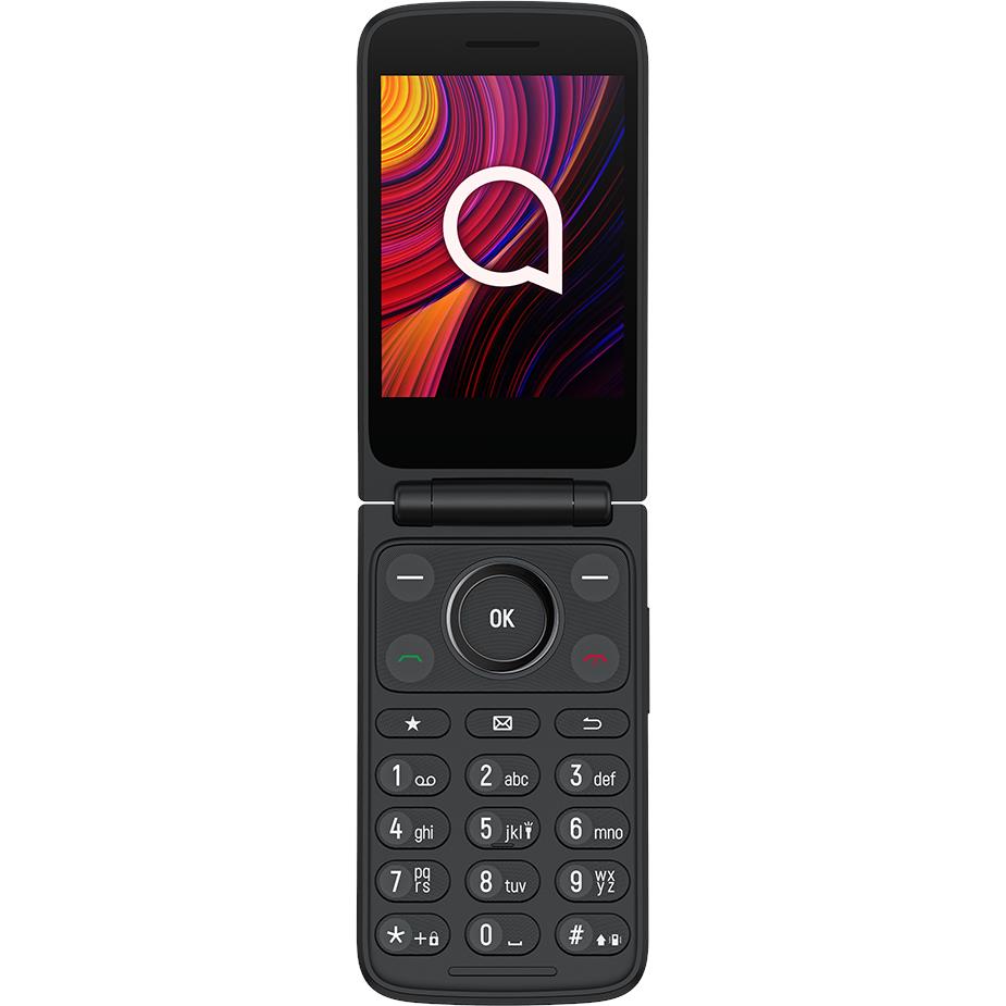 Alcatel 4043 4G flip phone in Black with charging cradle, image 2 - Mobile Phones at Tech Supply Shed NZ