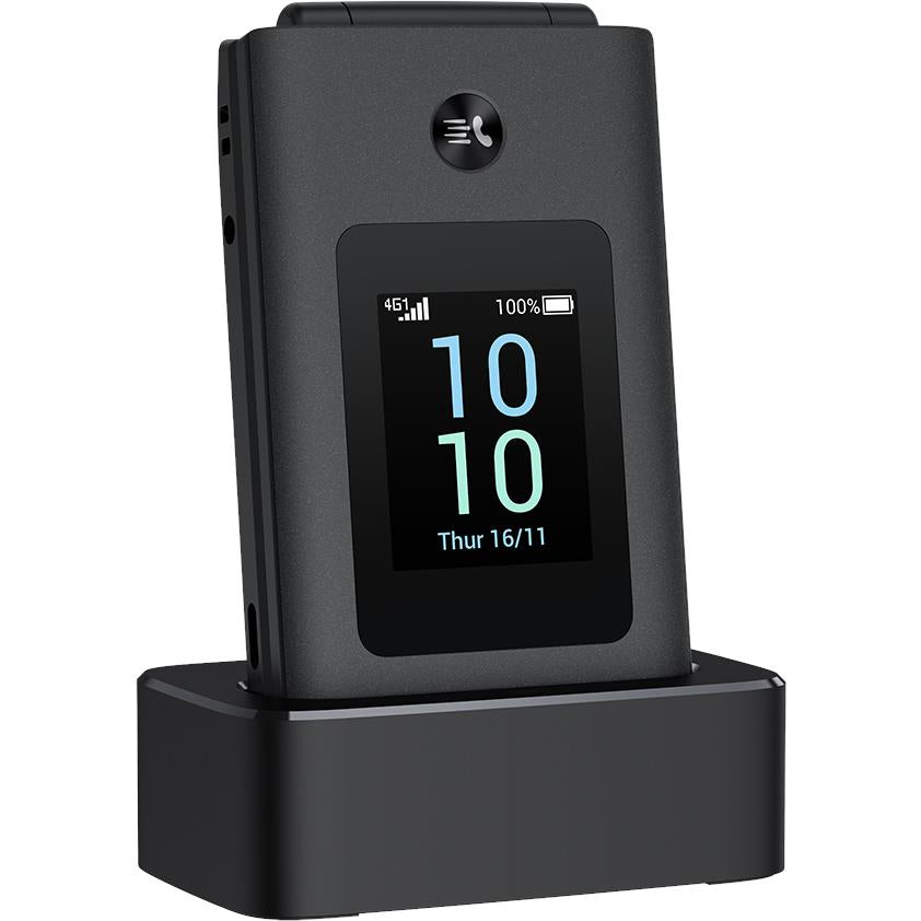 Alcatel 4043 4G flip phone in Black with charging cradle, image 9 - Mobile Phones at Tech Supply Shed NZ