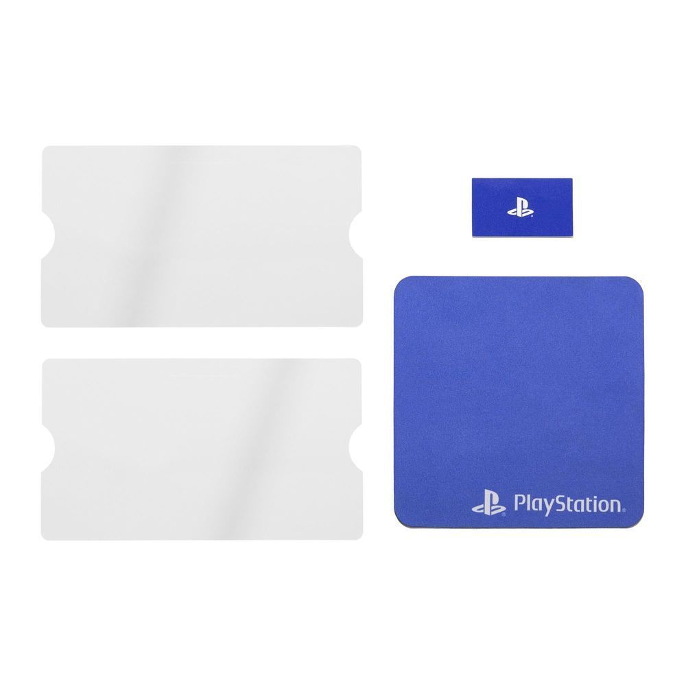 Two screen protector sheets with blue PlayStation-labeled backing