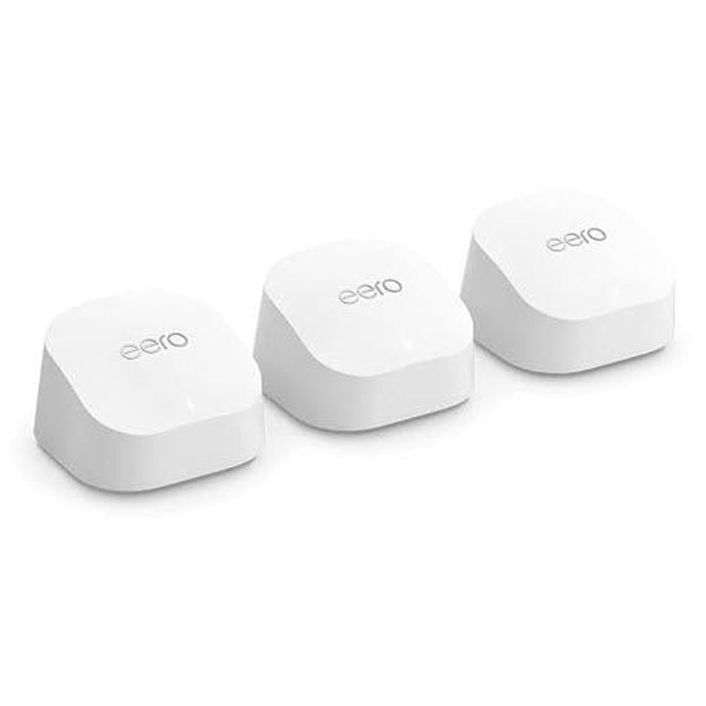 eero 6+ mesh Wi‑Fi router set of three, white dome units