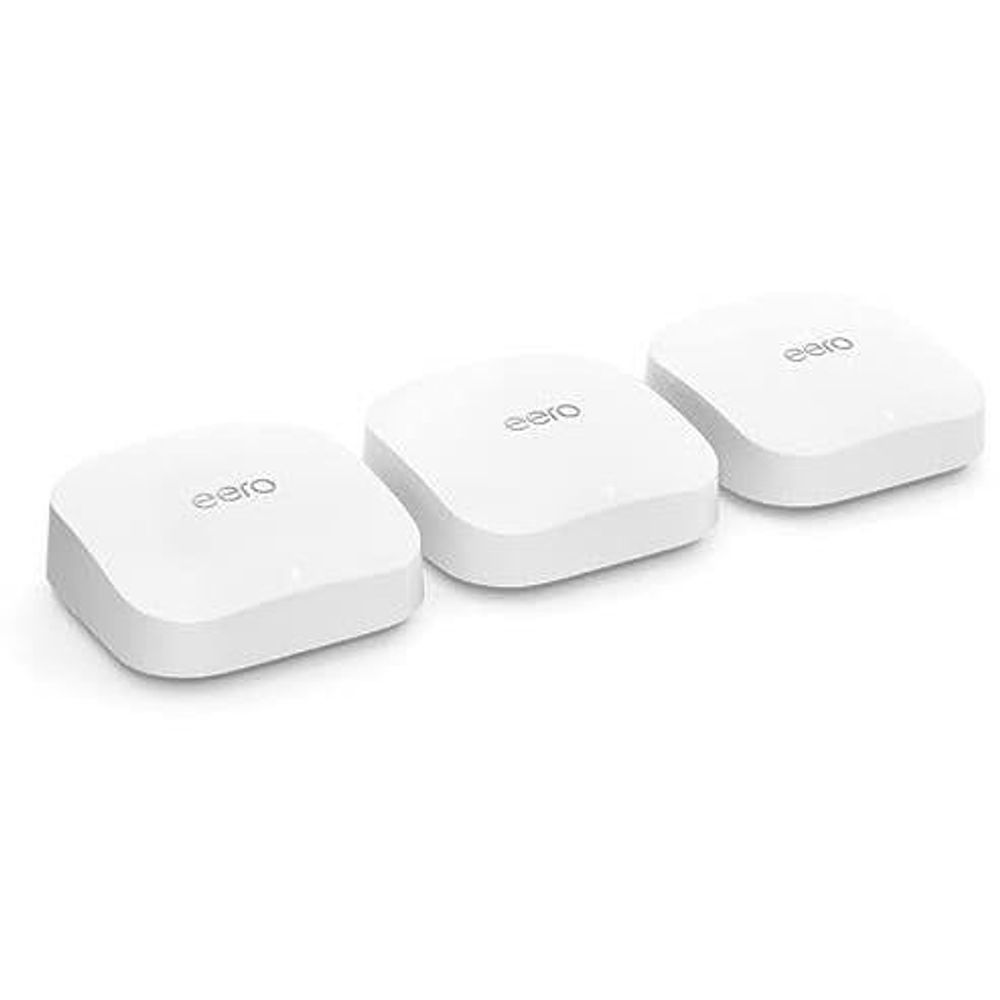 eero Pro 6E mesh Wi-Fi router (3-pack), three white nodes