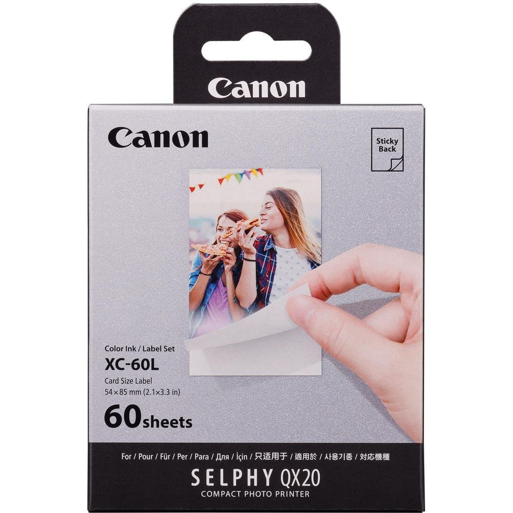 Canon Selphy XC-60L 60-sheet card-size photo paper box, sticky back label set