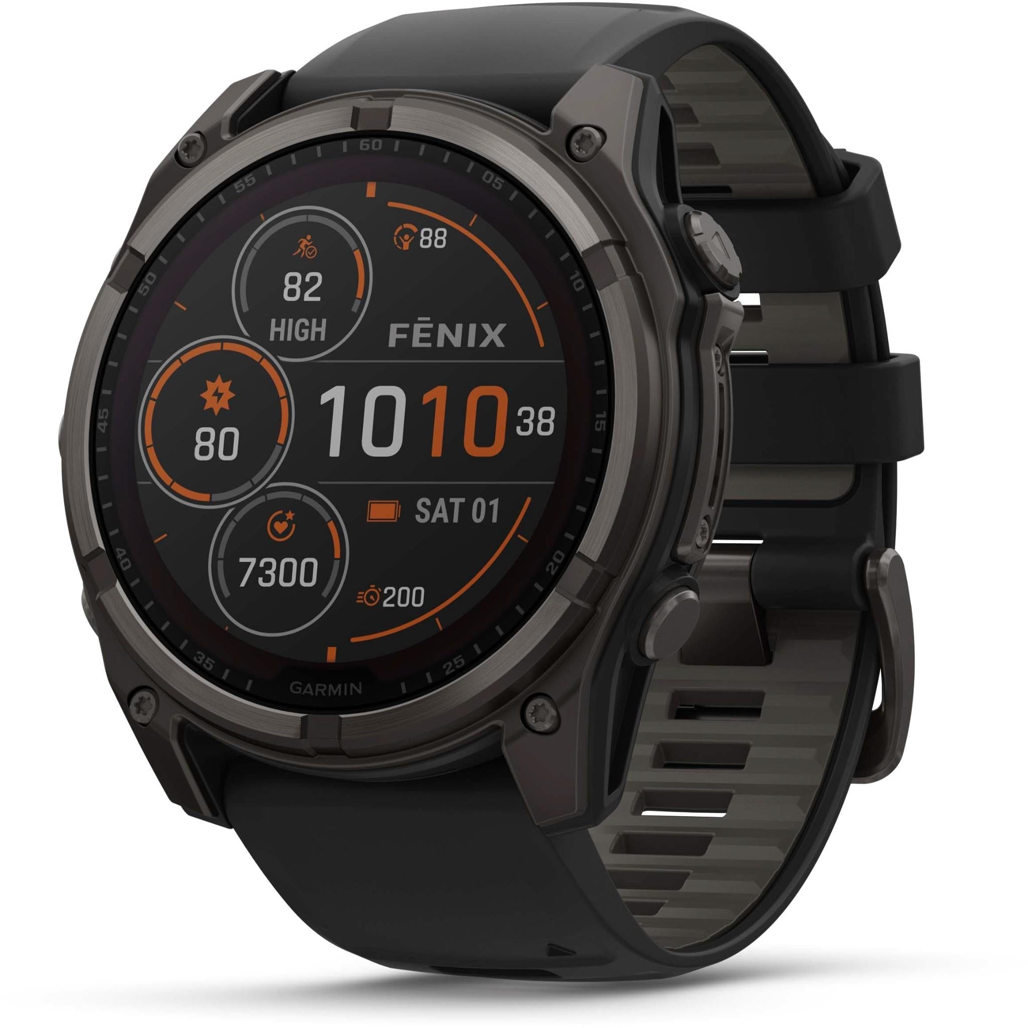 Garmin fenix 8 51mm SOLAR Sapphire Edition Carbon Grey Titanium with Black + Pebble Grey Band