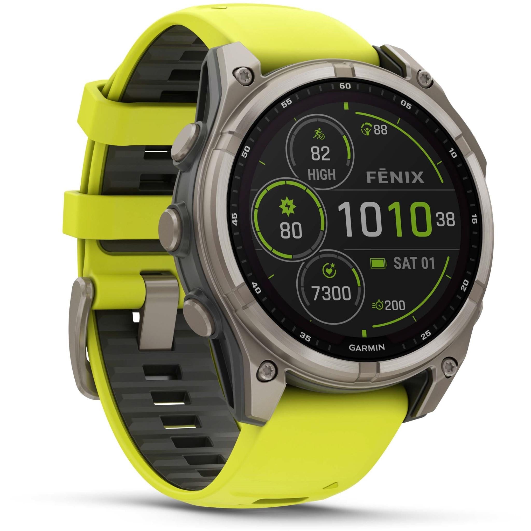Garmin fenix 8 47mm SOLAR Sapphire Edition Bare Titanium with Amp Yellow + Graphite Band