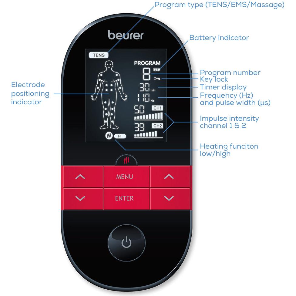 Beurer EM59 Digital TENS/EMS Device with Heat Function