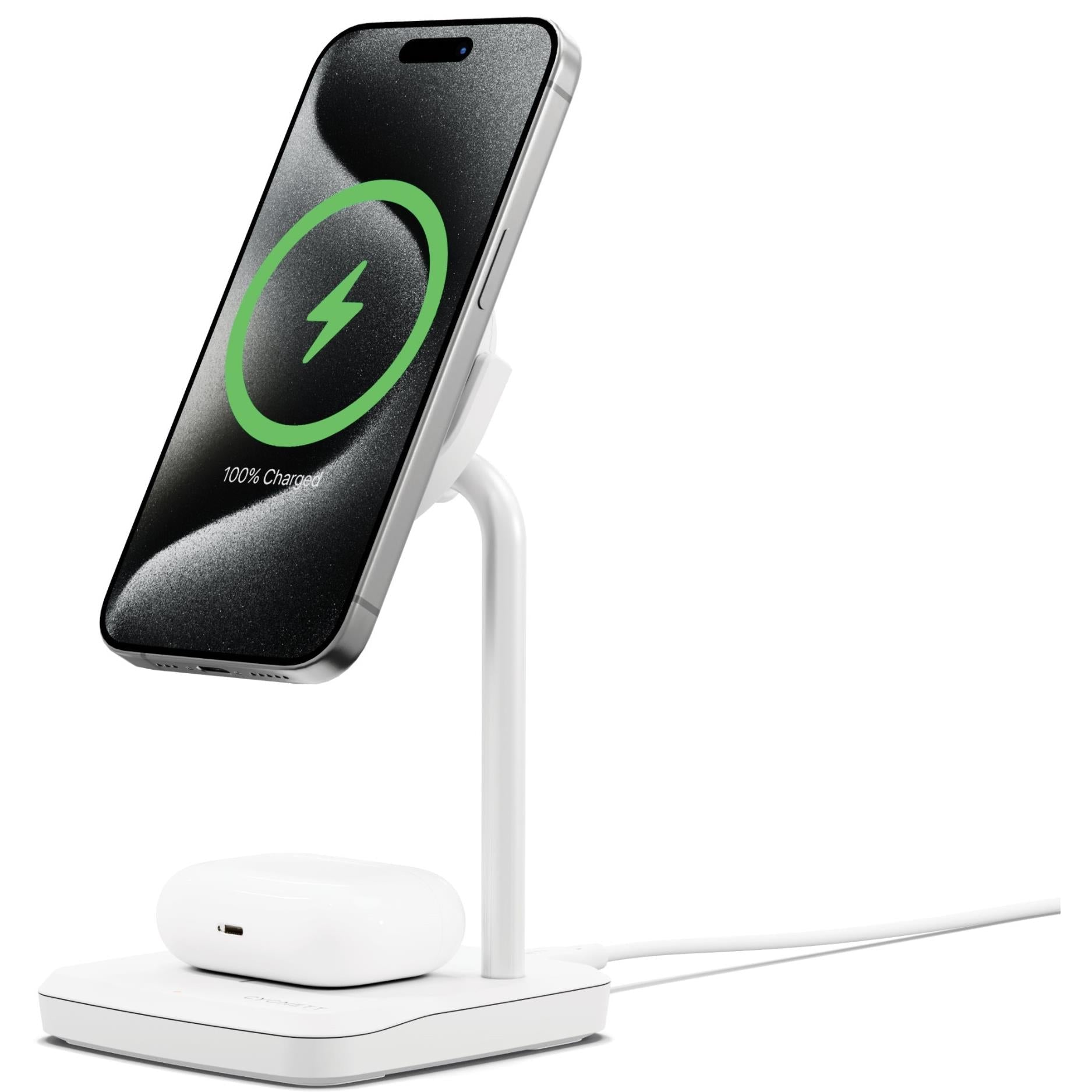Cygnett Qi2.0 2-in-1 Wireless Chargebase (White)