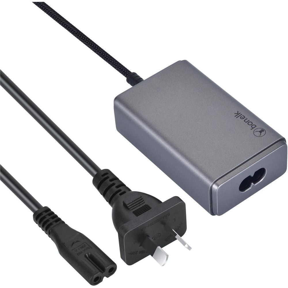 Space gray PD GaN charger with AC plug and built-in USB-C cable