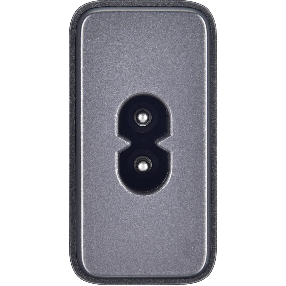 Space gray charger underside with two-pin power input for connection