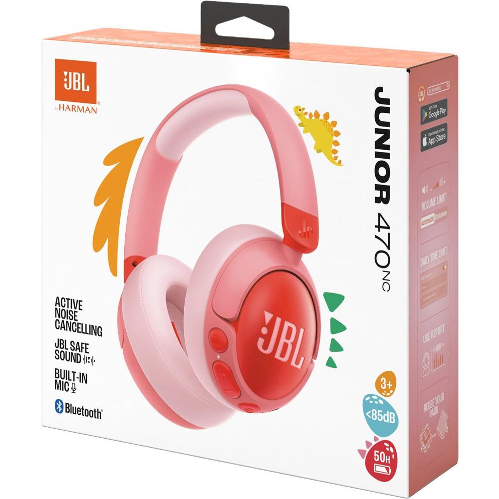 JBL JR470NC Wireless Noise Cancelling Kids Over-Ear Headphones (Pink)