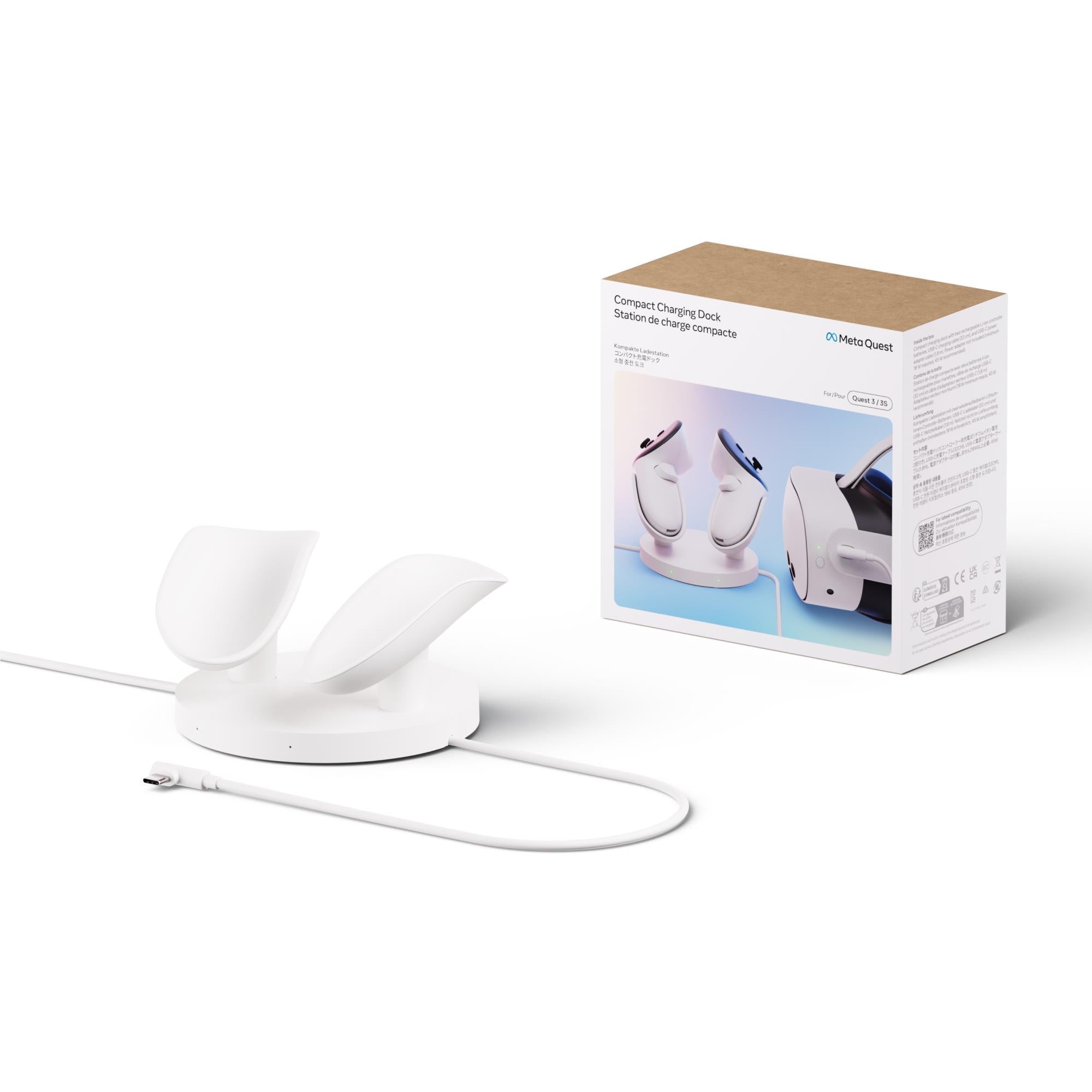 Meta Quest compact charging dock for Quest 3 and 3S in white, image 6 - Electronic Gaming Accessories at Tech Supply Shed NZ