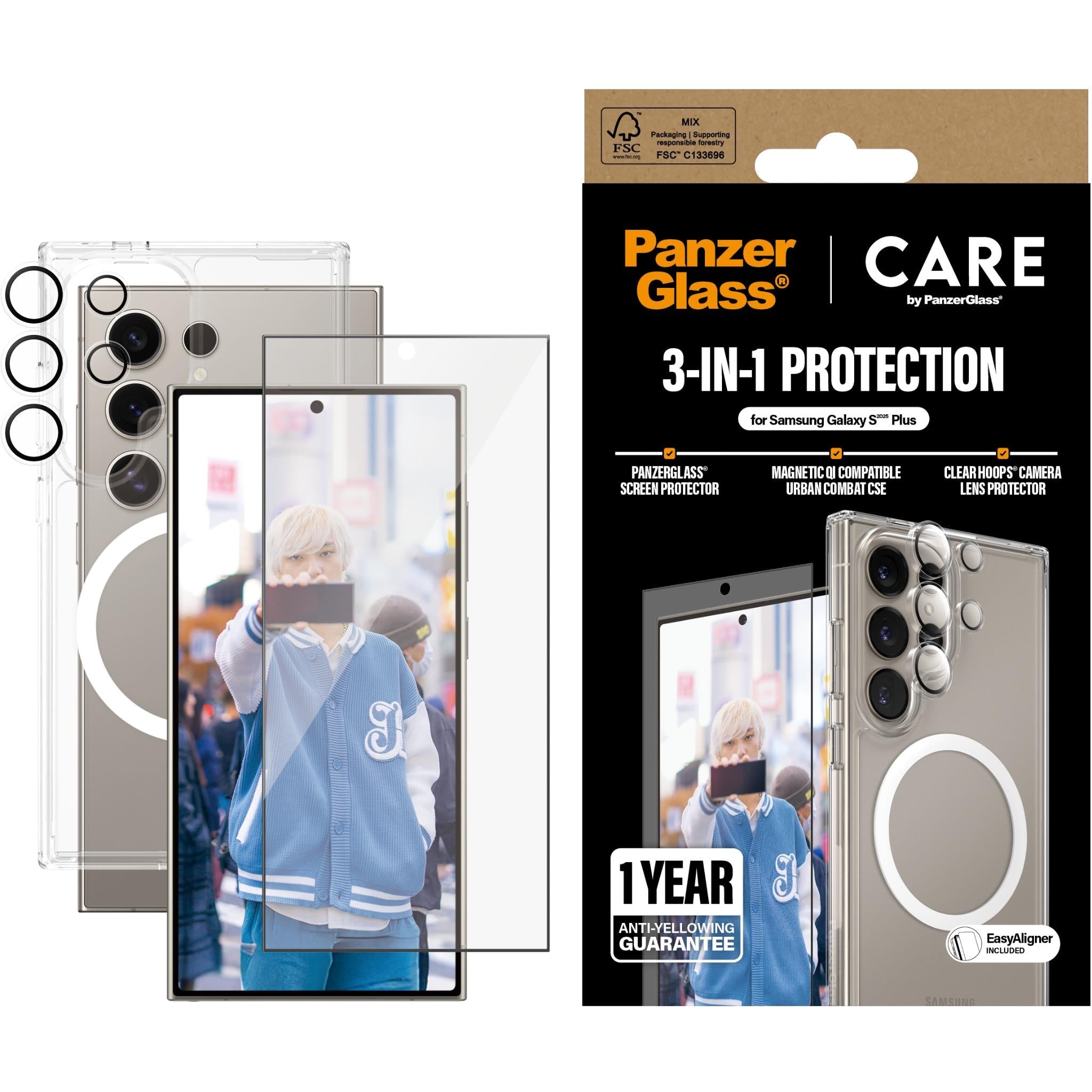 CARE by PanzerGlass 3-in-1 Protection Pack for Samsung Galaxy S25 Ultra