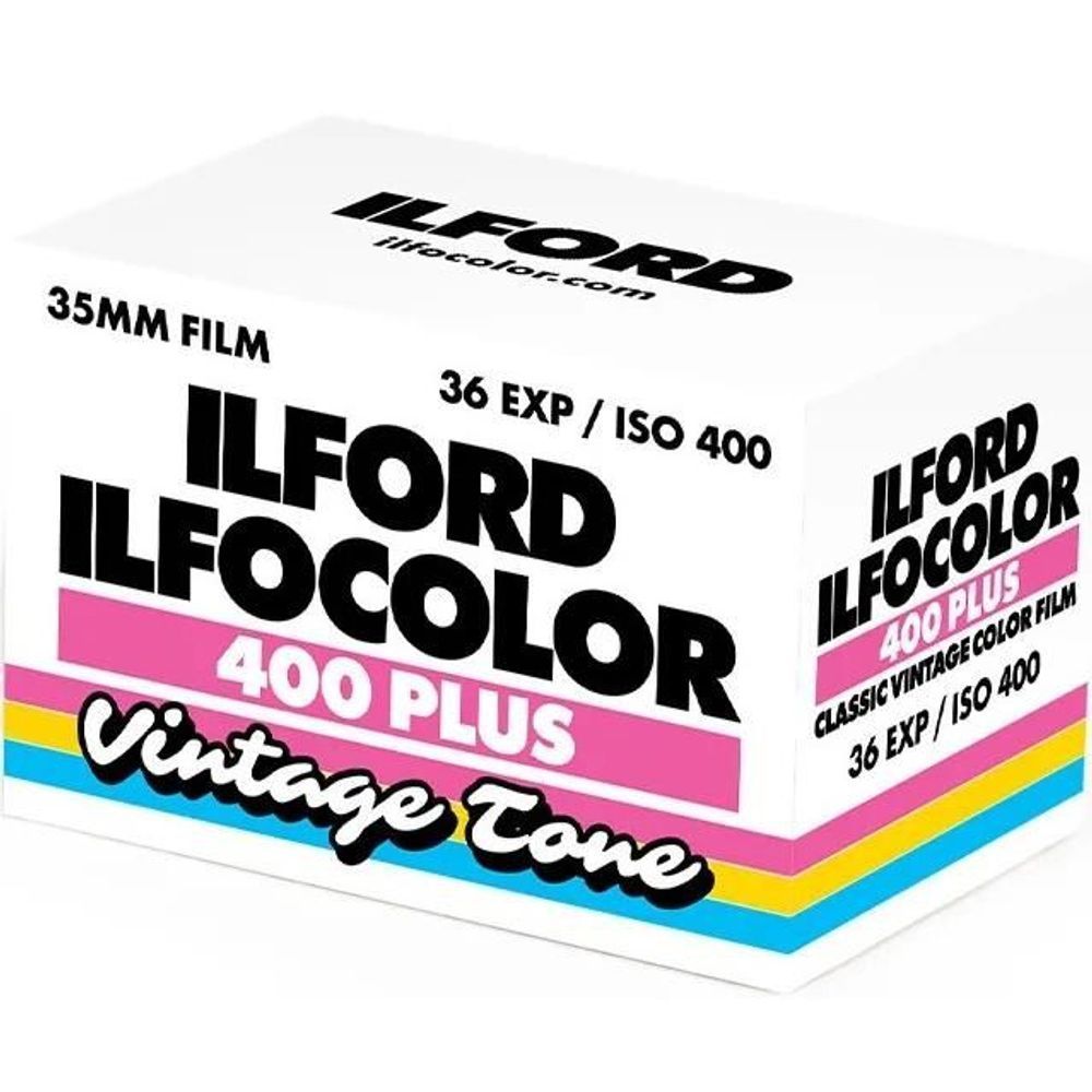 Ilford ILFOCOLOR Vintage Tone 35mm color film box, 36 exp, ISO 400 Plus