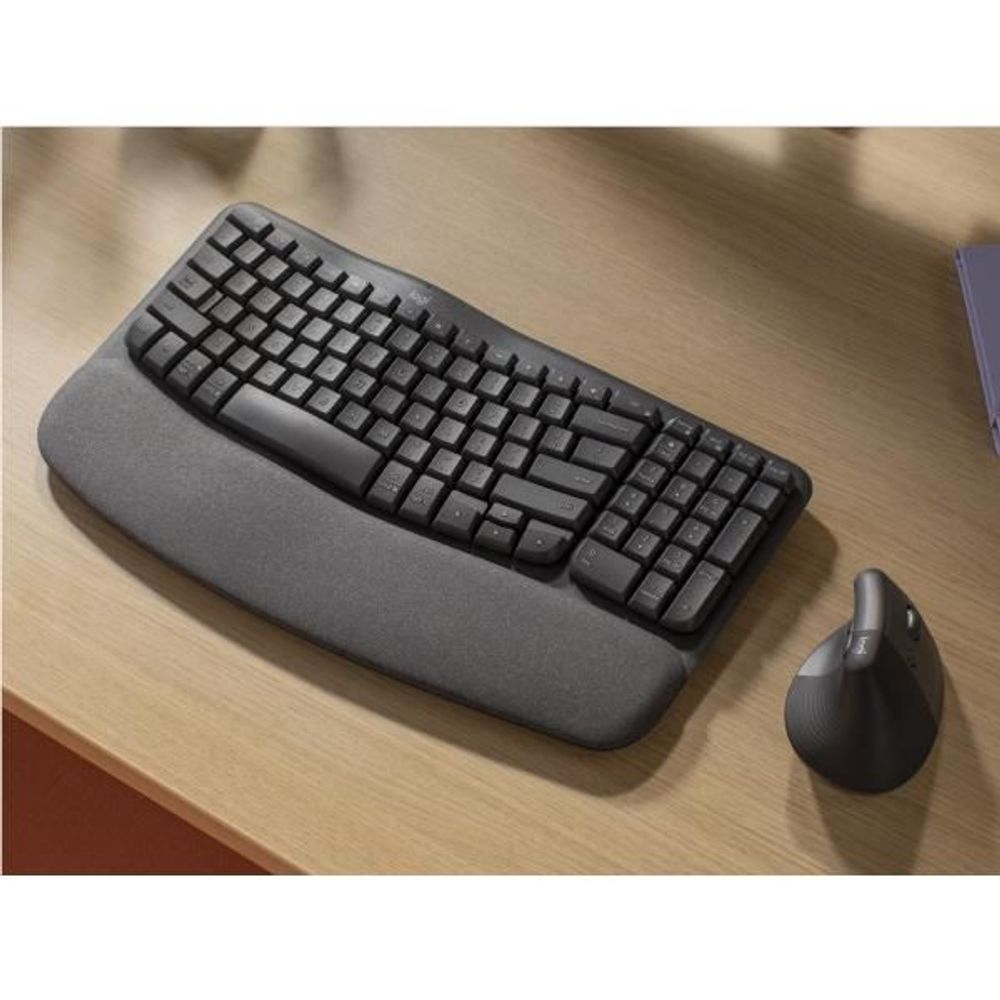 Logitech Wave Keys Wireless Ergonomic Keyboard + Lift Mouse Combo