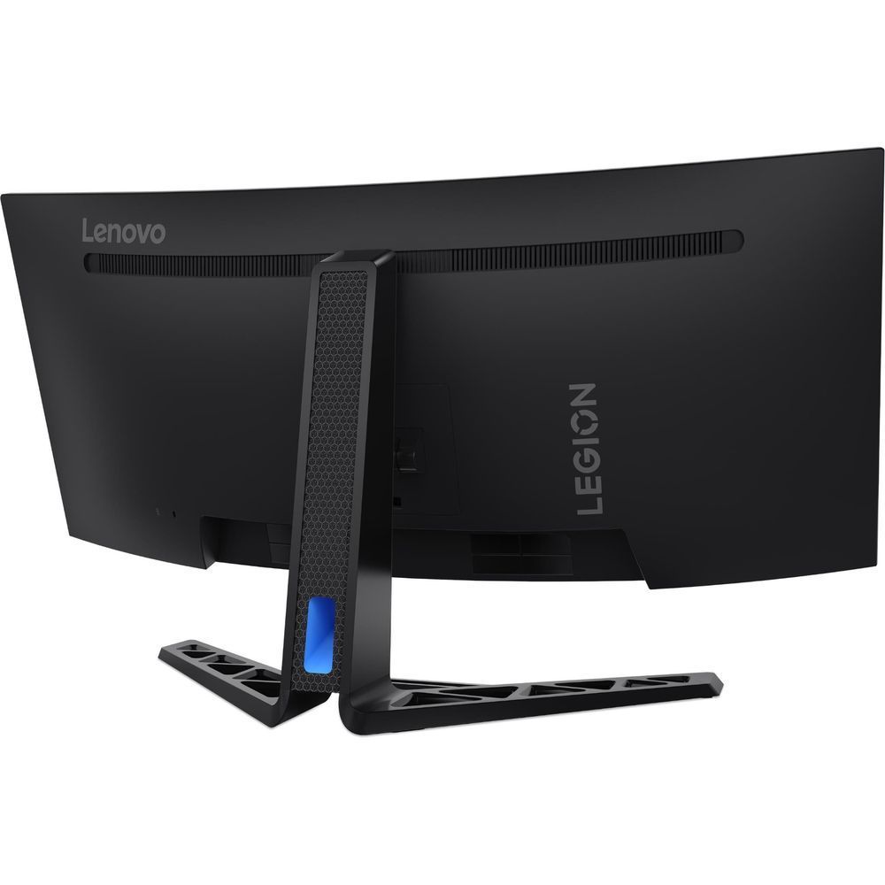 Lenovo Legion monitor back view with black stand and centered V-shaped support