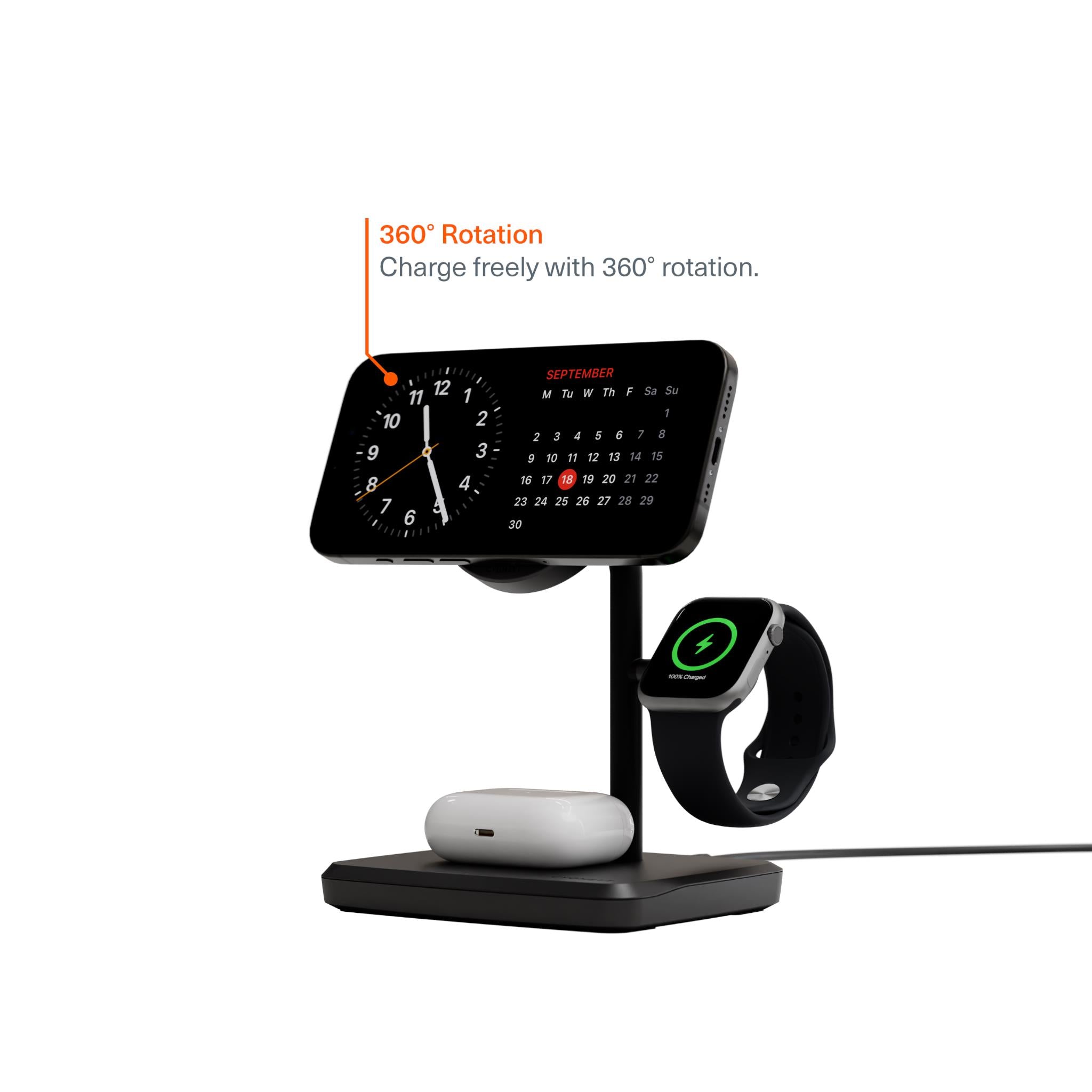 Cygnett Qi2.0 3-in-1 Chargebase (Black)