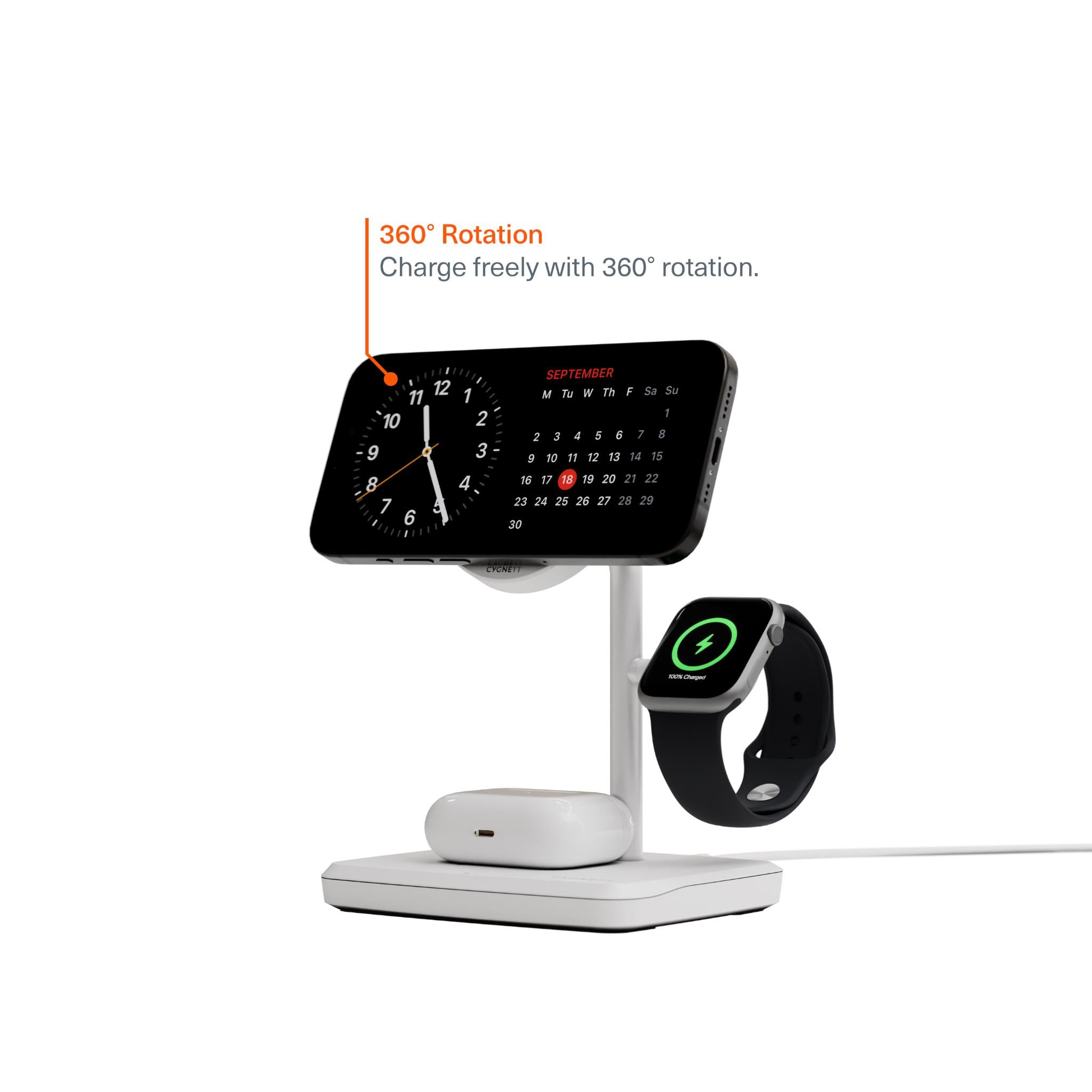 Cygnett Qi2.0 3-in-1 Chargebase (White)