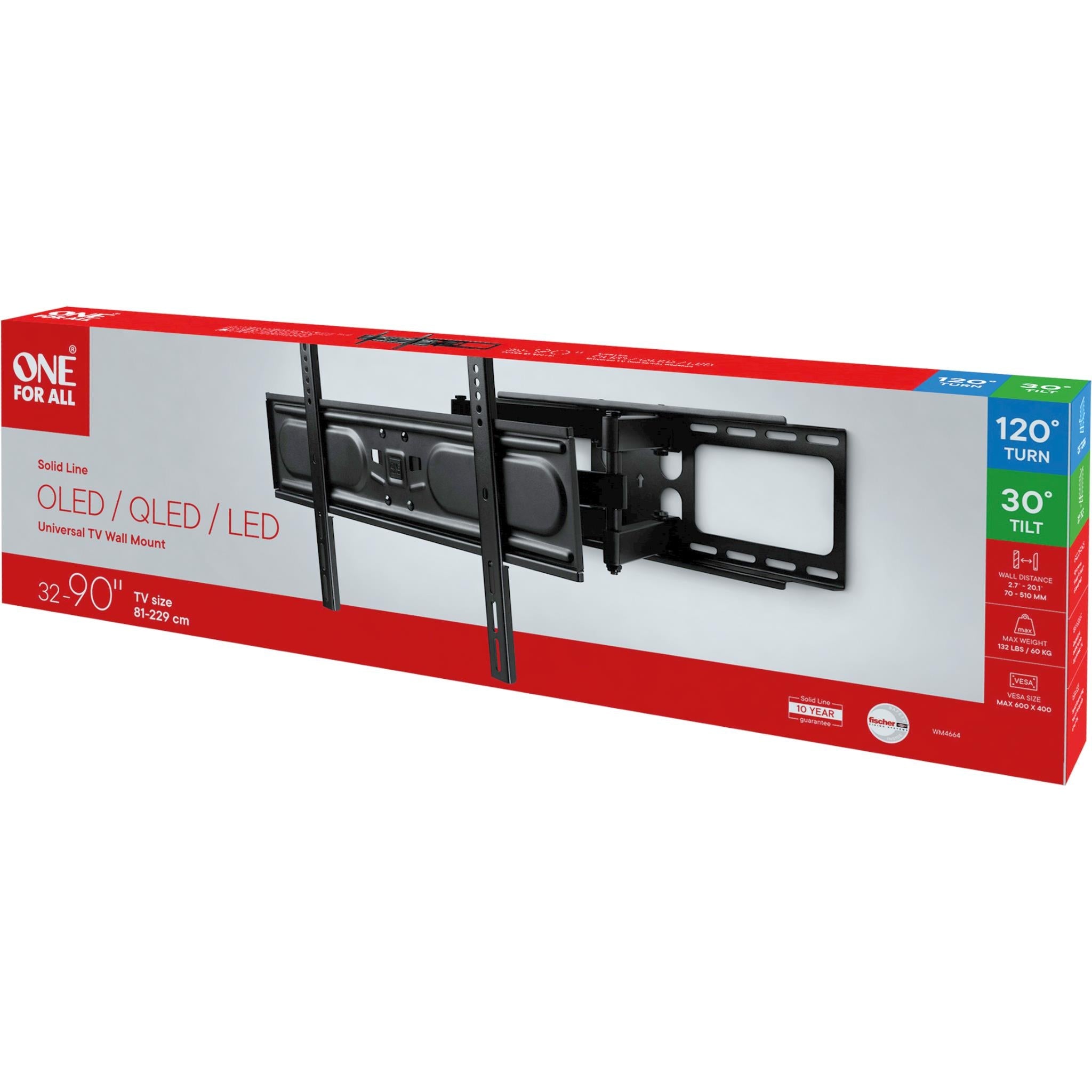 One For All full motion TV wall mount for 32 to 90 inch TVs, image 4 - Full-Motion TV Wall Mounts at Tech Supply Shed NZ