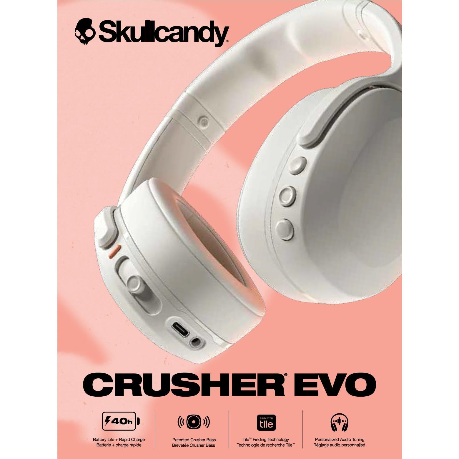 Skullcandy Crusher Evo Wireless Over-ear Headphones (Bone)