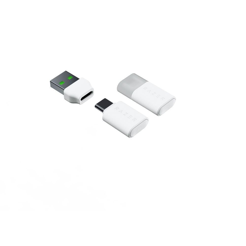 White headset adapter cables with USB dongle and connectors