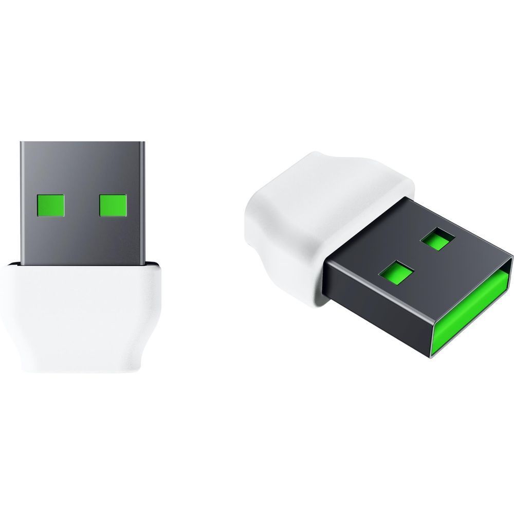 USB adapter and dock connectors for headset with green LED indicators