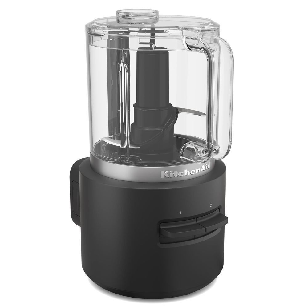 KitchenAid food chopper base with clear container and black chopping blade