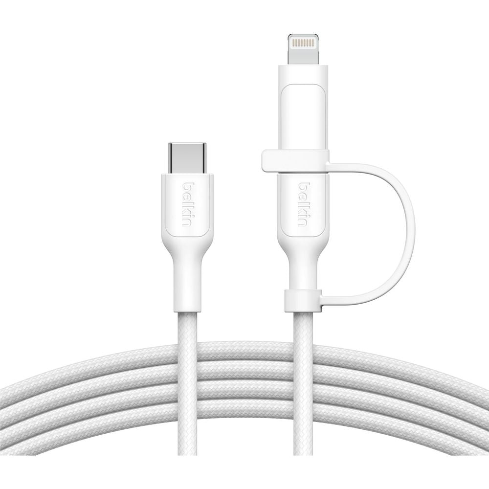 Belkin BoostCharge Pro 2-in-1 USB-C to USB-C/Lightning Cable (White)
