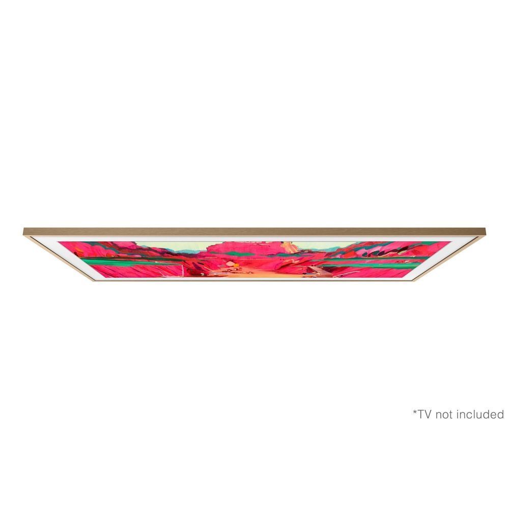 Teak wood Frame TV bezel top view with slim black inner edge