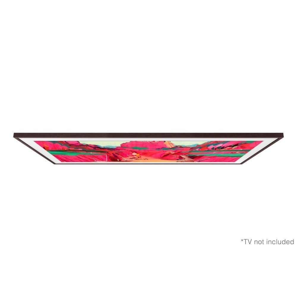 Brown Samsung Frame TV bezel top edge with thin inner border and screen