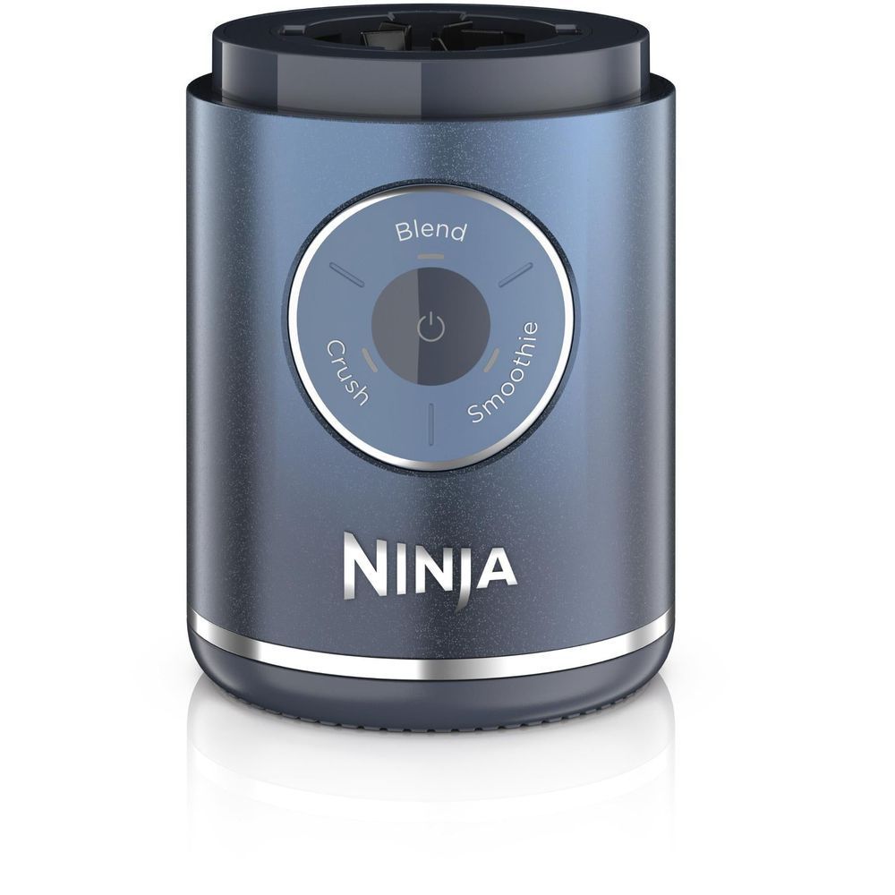 Deep navy blender base with circular control dial and Blend, Crush, Smoothie icons
