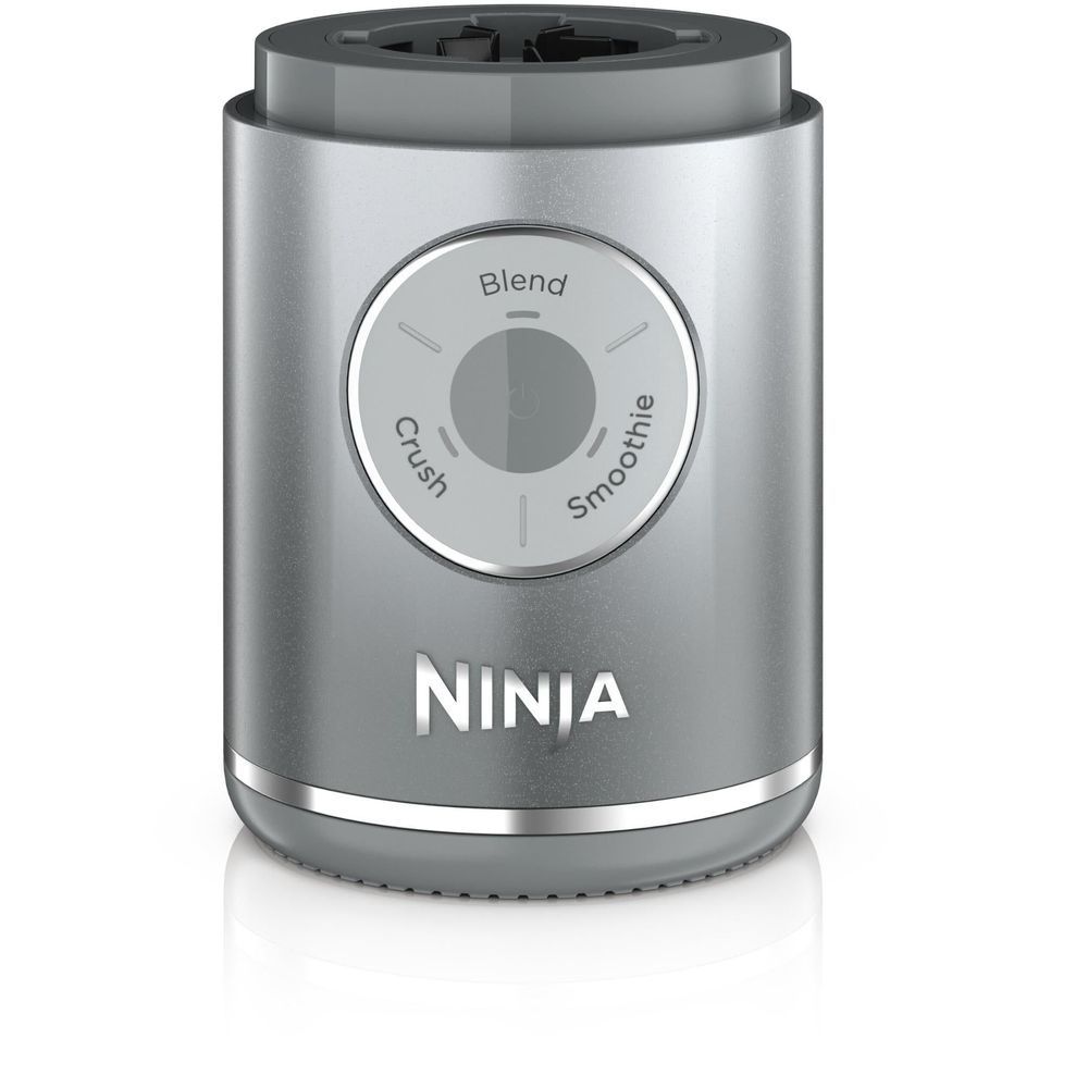 Platinum silver blender base with Blend, Crush, Smoothie dial and Ninja logo