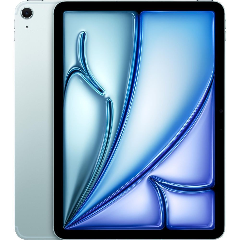 iPad Air 11-inch tablet with blue wallpaper and slim black bezel