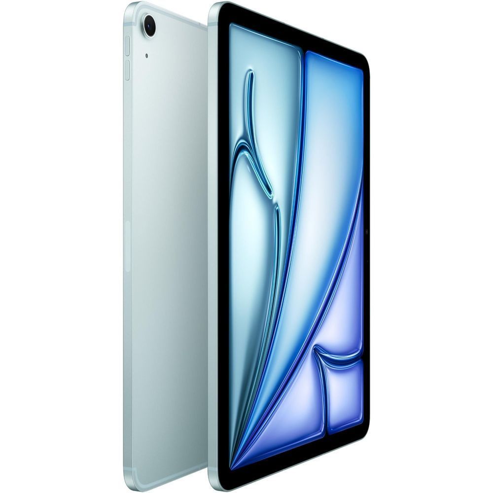 iPad Air tablet in blue, shown from side with front screen and back