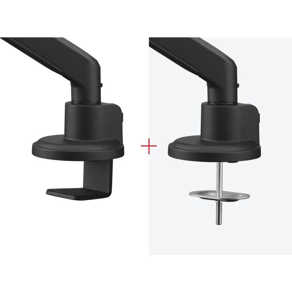 Black desk clamp base for monitor arm with mounting screw and bracket