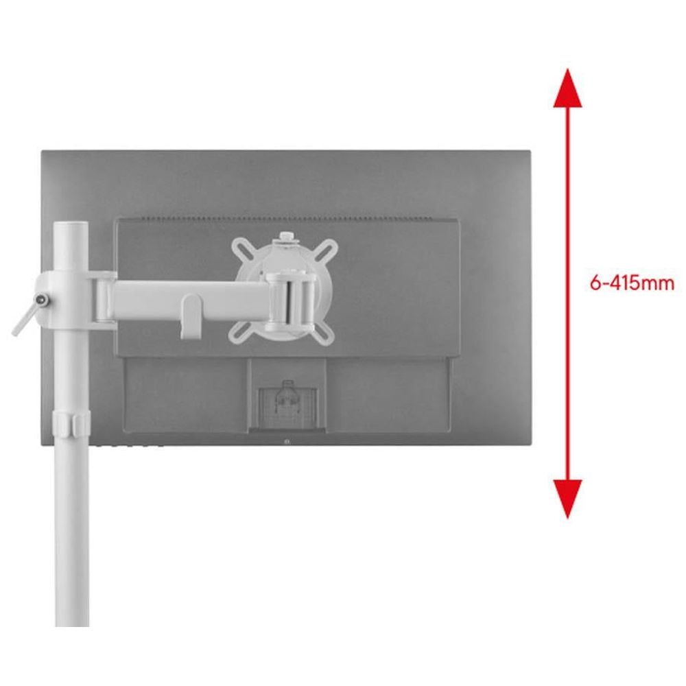 White single monitor arm showing vertical adjustment range (6-415mm)