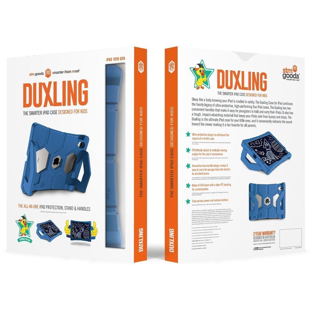 STM Duxling iPad case retail box showing the blue case