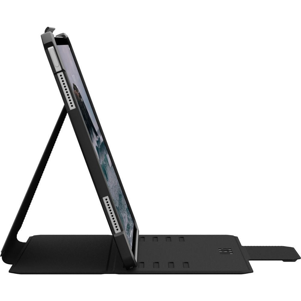 Rugged iPad Air 13" case with kickstand, propped viewing angle, and side ports