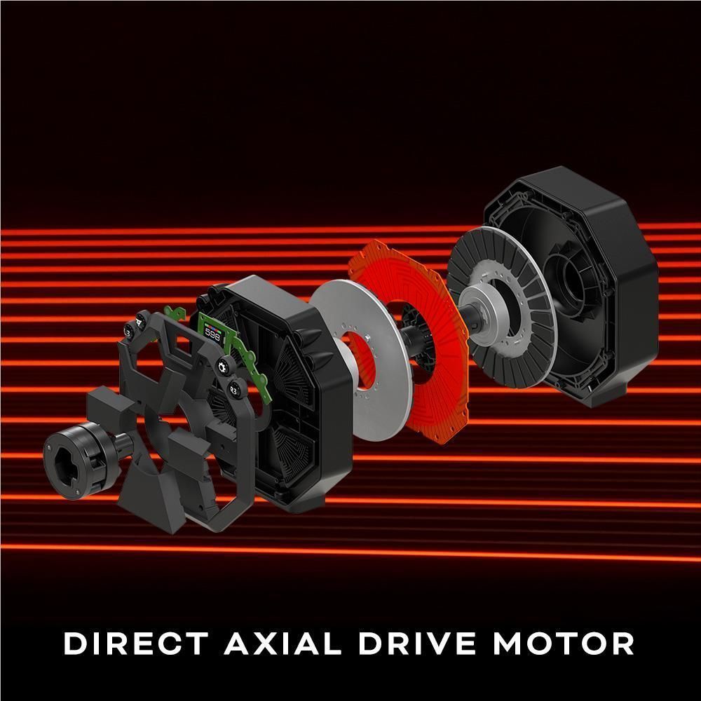 Direct axial drive motor assembly with red coil and black rotating components