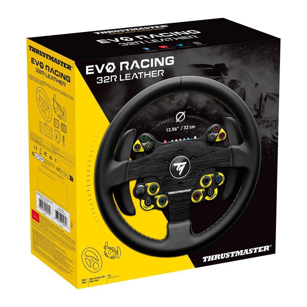 Thrustmaster EVO Racing 32R Leather wheel box with pictured steering wheel