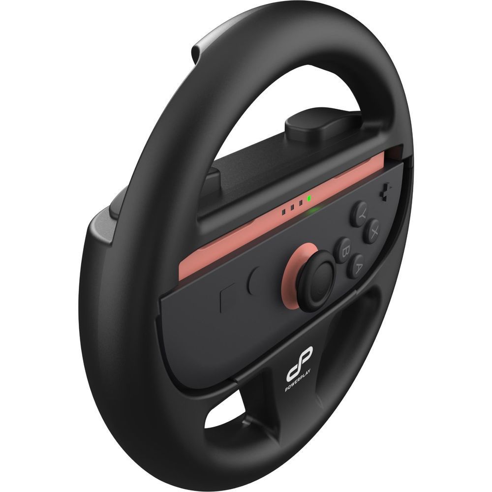 Black free wheel controller with red LED bar and colored thumb button