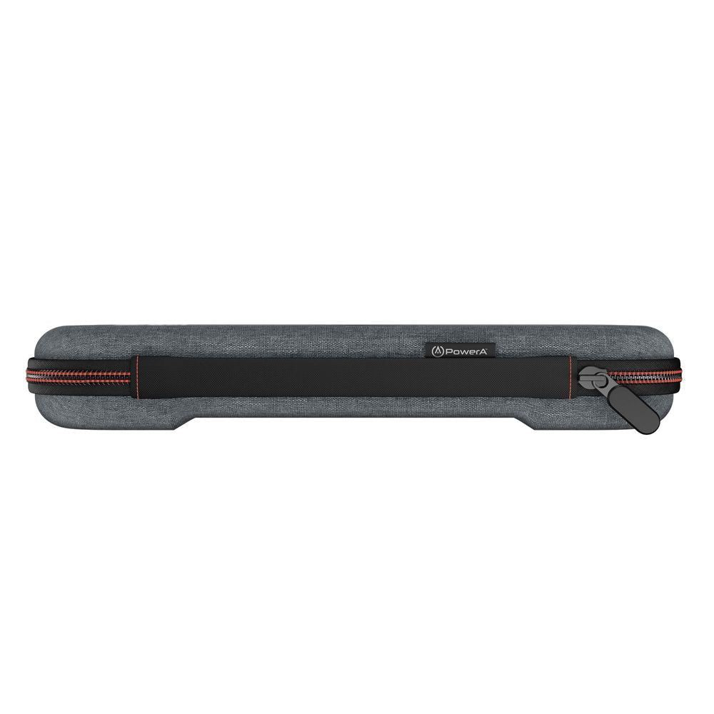 Dark heather grey slim case with red-trim zipper and PowerA logo on the strap