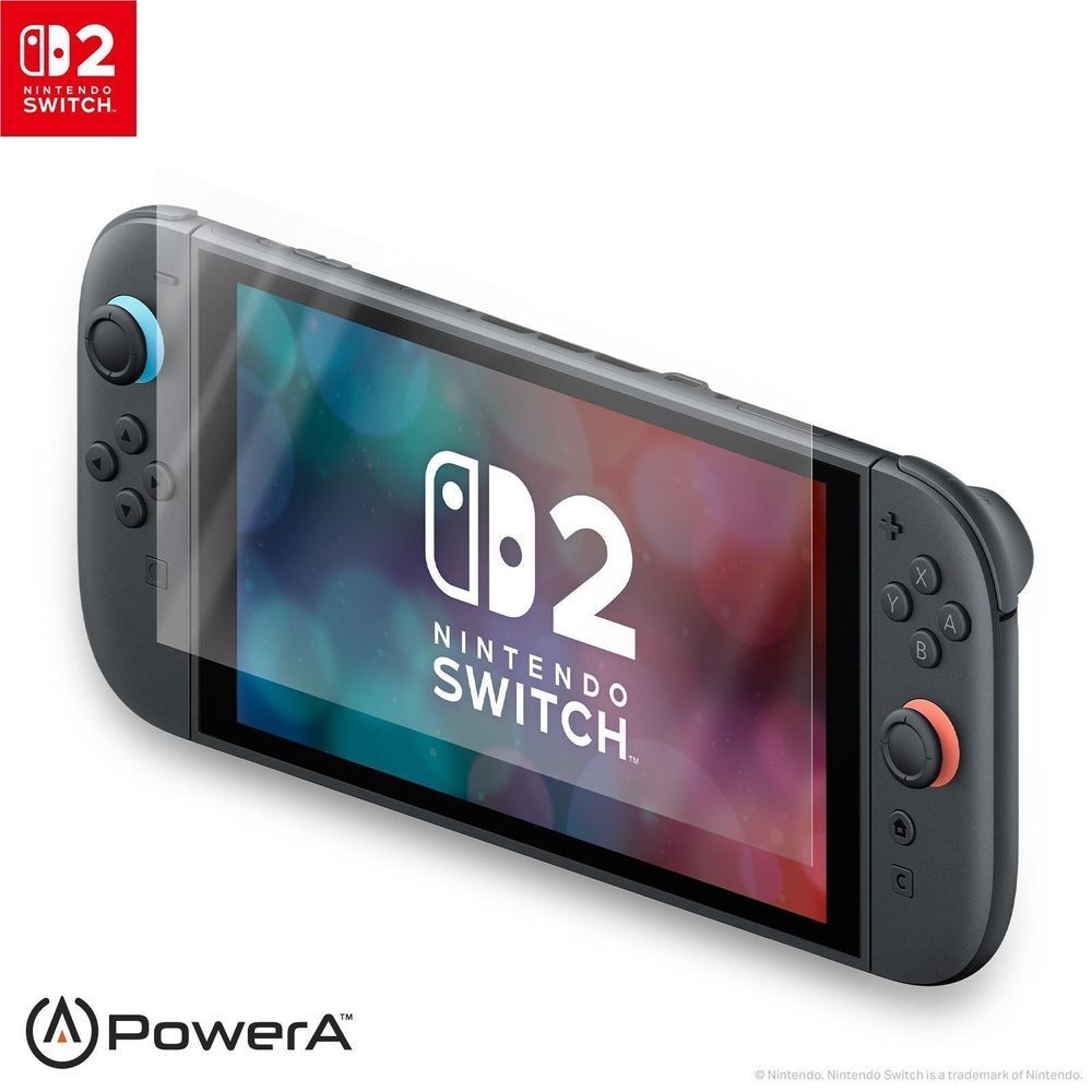 Nintendo Switch 2 handheld with screen protector over the display