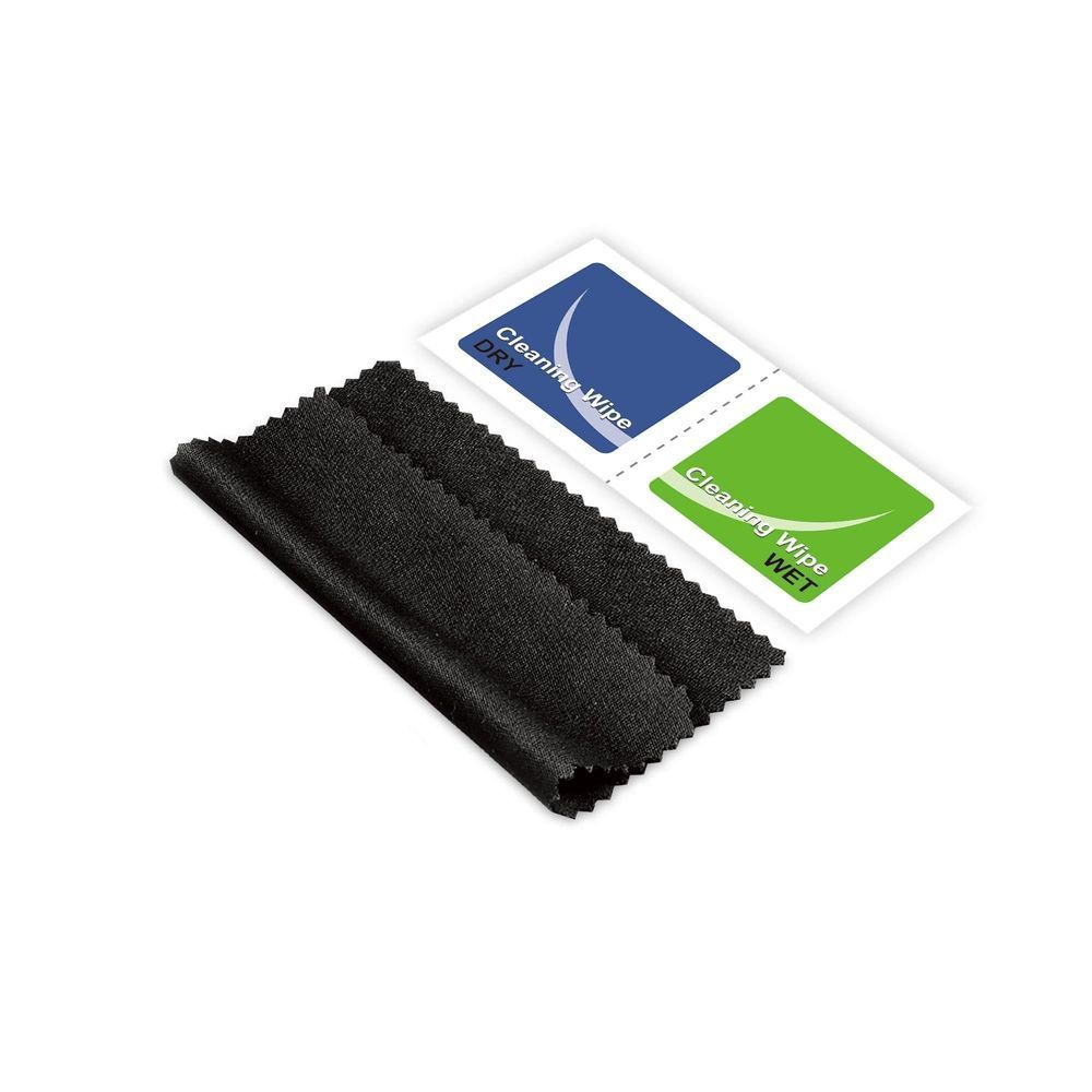 Cleaning cloth set for tempered glass screen protector, including wipe packets