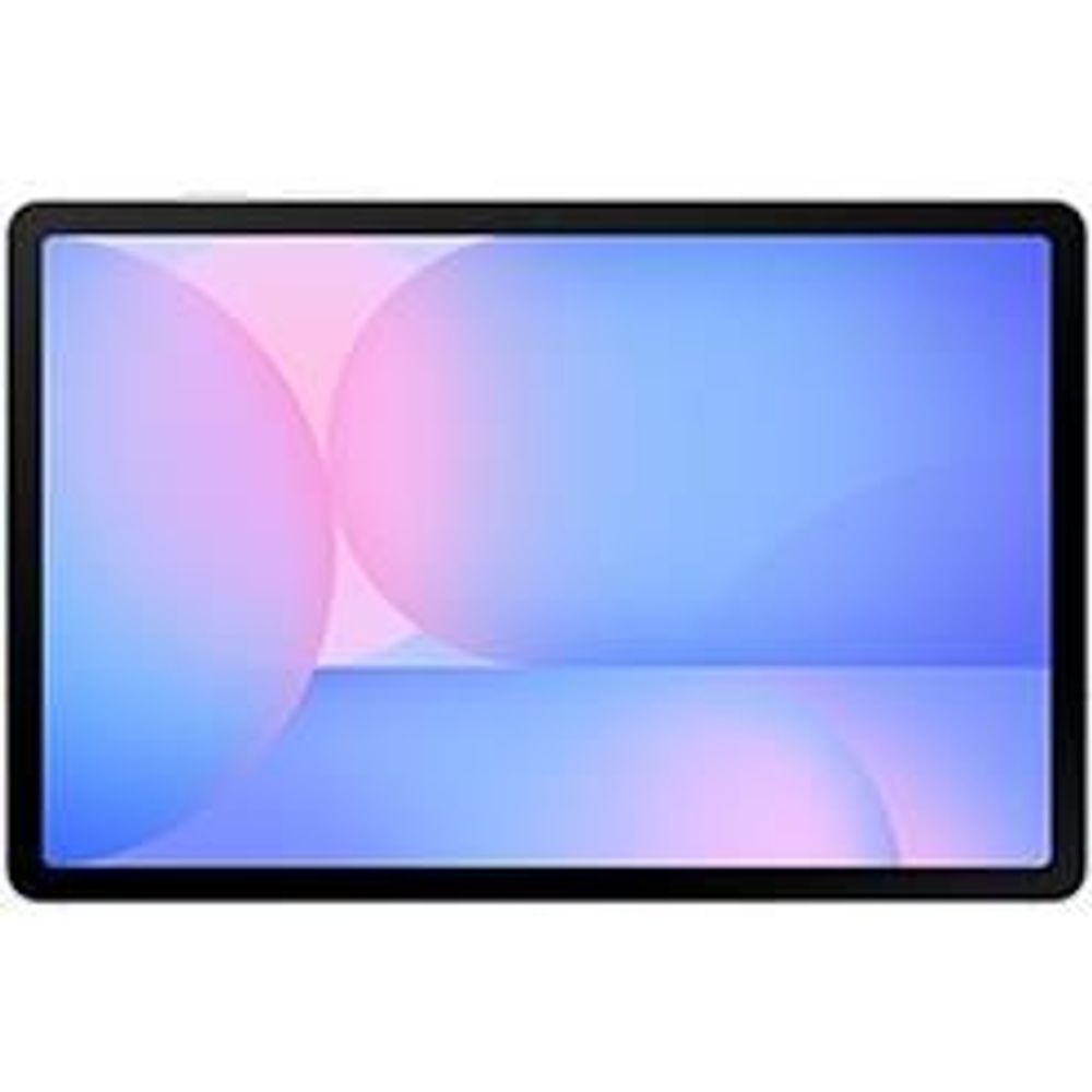 Light blue tablet front display with black bezel and bright screen
